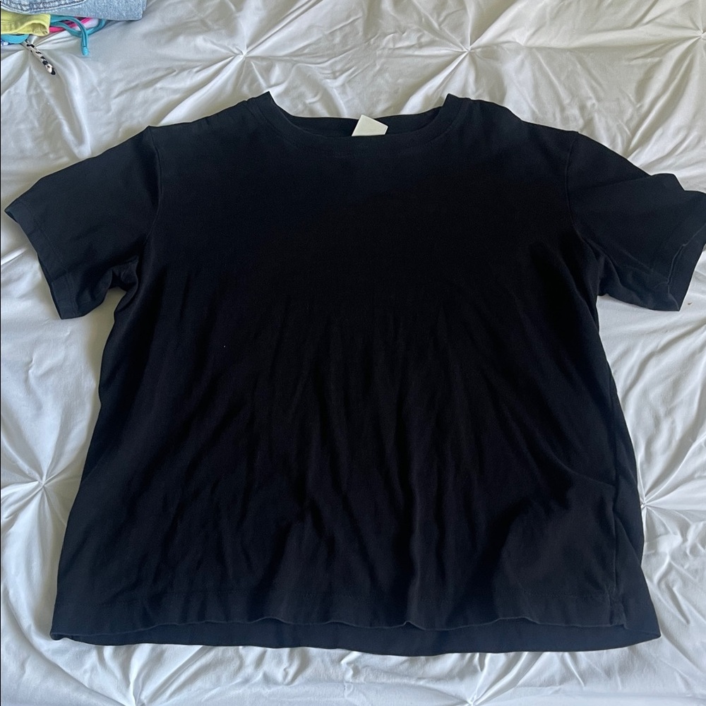 H&M Basics Solid Black T‑Shirt